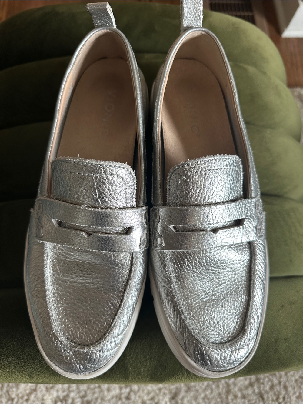 Vionic Silver Metallic Penny Slip-On Loafers